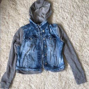 L.E.I blue jean hooded jacket size Medium